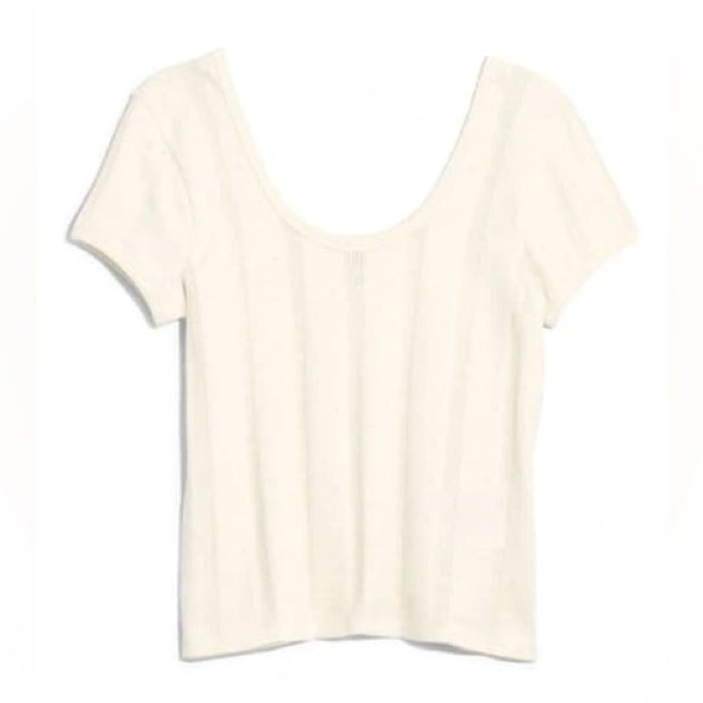 NWT Madewell Pointelle Ribbed Tee In Pearl Ivory